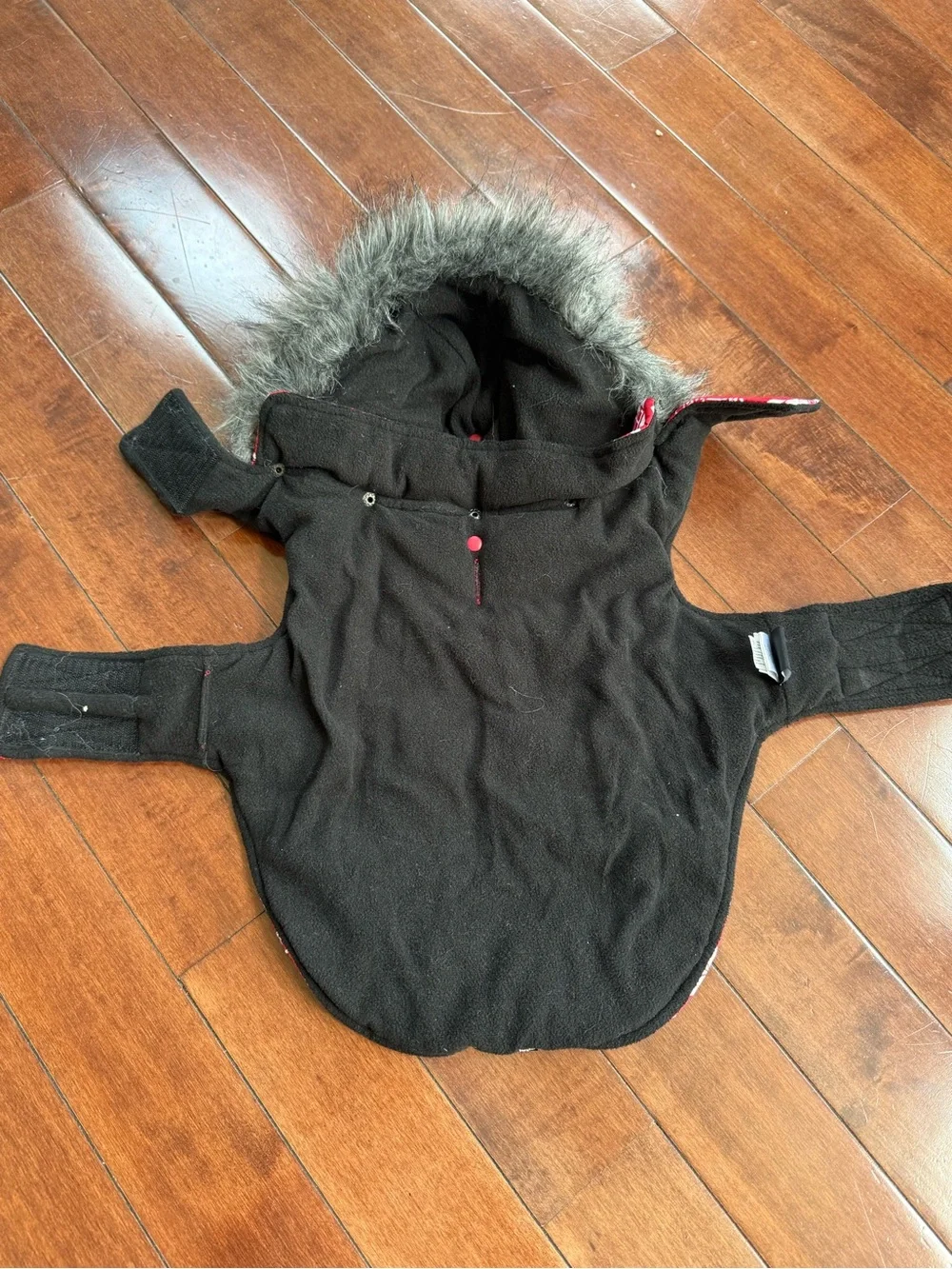 Hotel Doggy Red Polar Bear Fair Isle Hooded Dog Jacket, size Medium